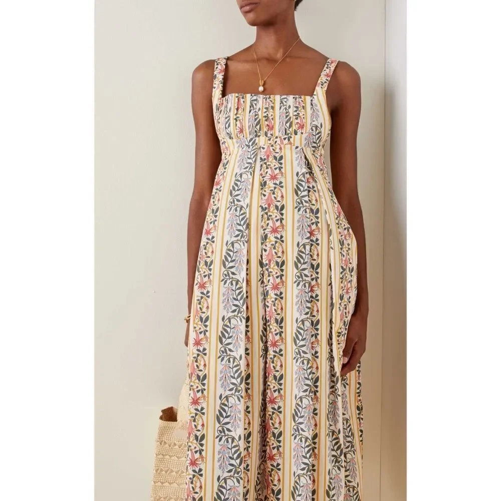 Agua by Agua Bendita Hortensia Pleated Floral Cotton Maxi Dress - Picture 4 of 13